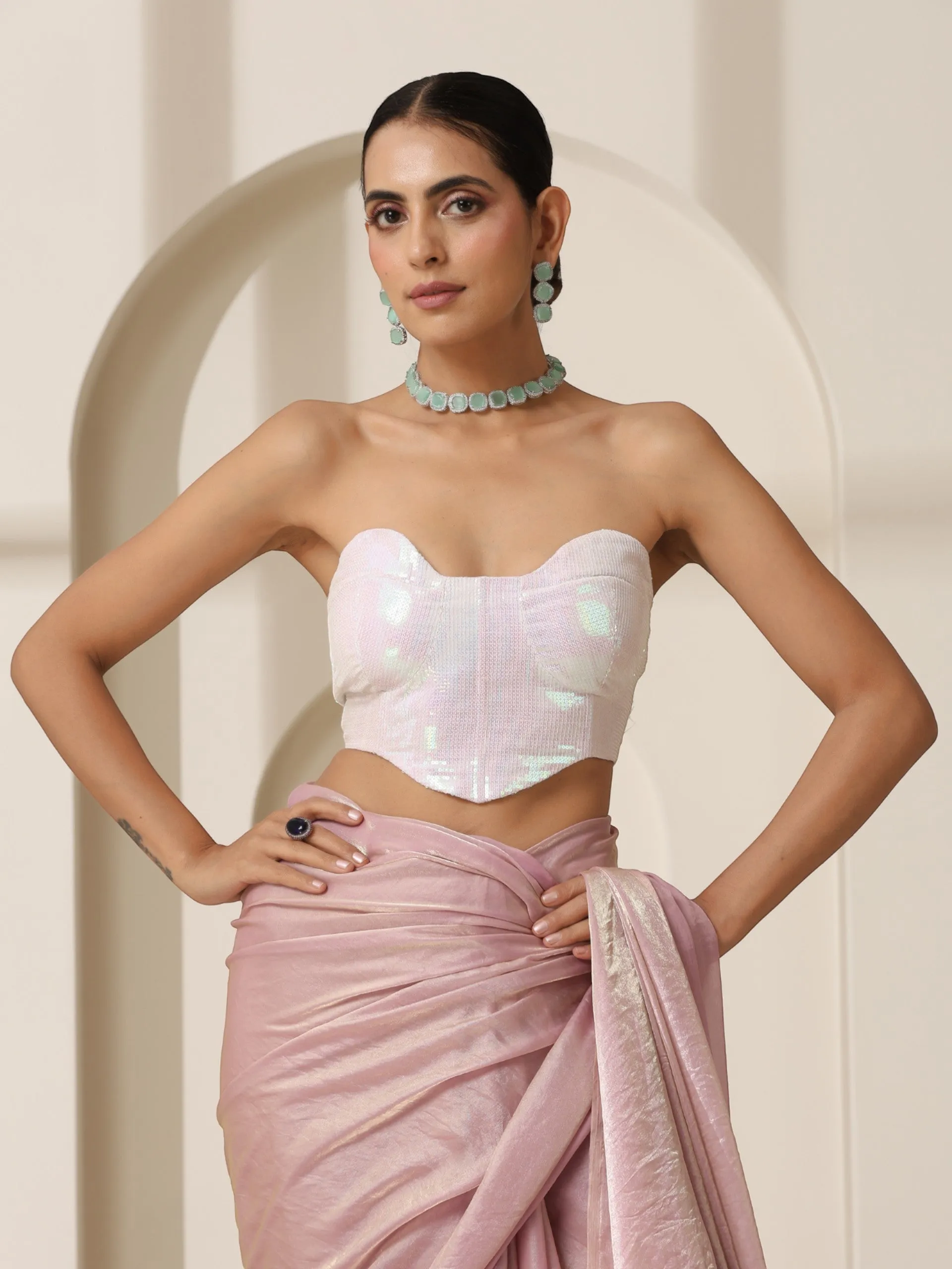 Irridescent Sequin Corset Blouse
