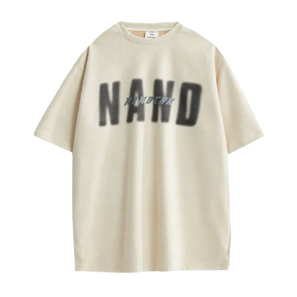 Japanese Suede Letter Print T-shirt