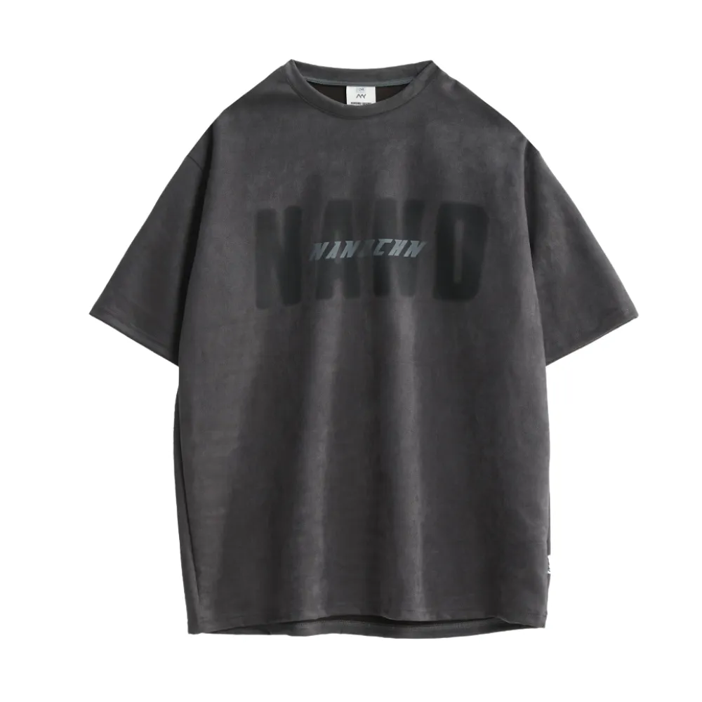 Japanese Suede Letter Print T-shirt