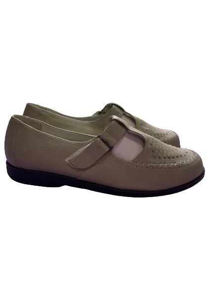 Jessica Sport Beige Leather Flats