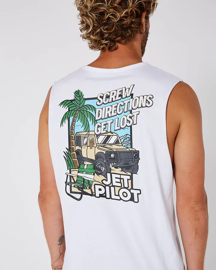 Jetpilot Get Lost Mens Muscle Tee - White
