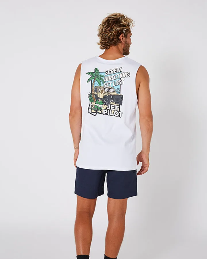 Jetpilot Get Lost Mens Muscle Tee - White