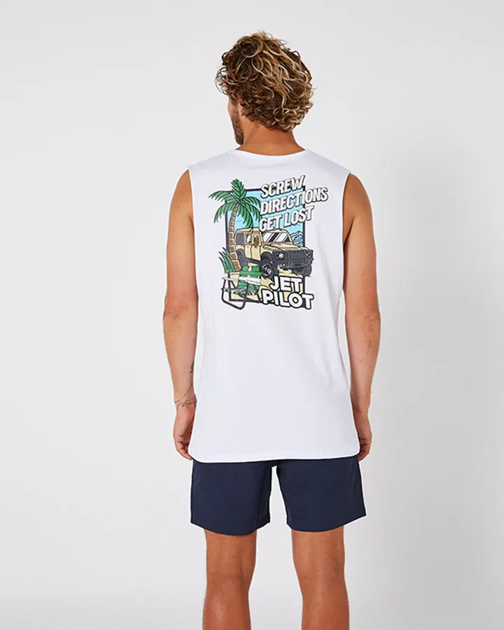 Jetpilot Get Lost Mens Muscle Tee - White