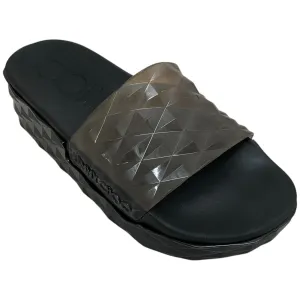 Jimmy Choo Black Rubber Diamond Slide Platform Sandals