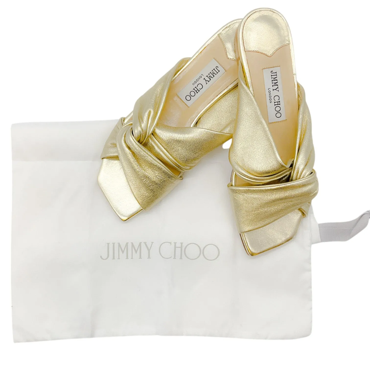 Jimmy Choo Gold Metallic Nappa Leather Sandal
