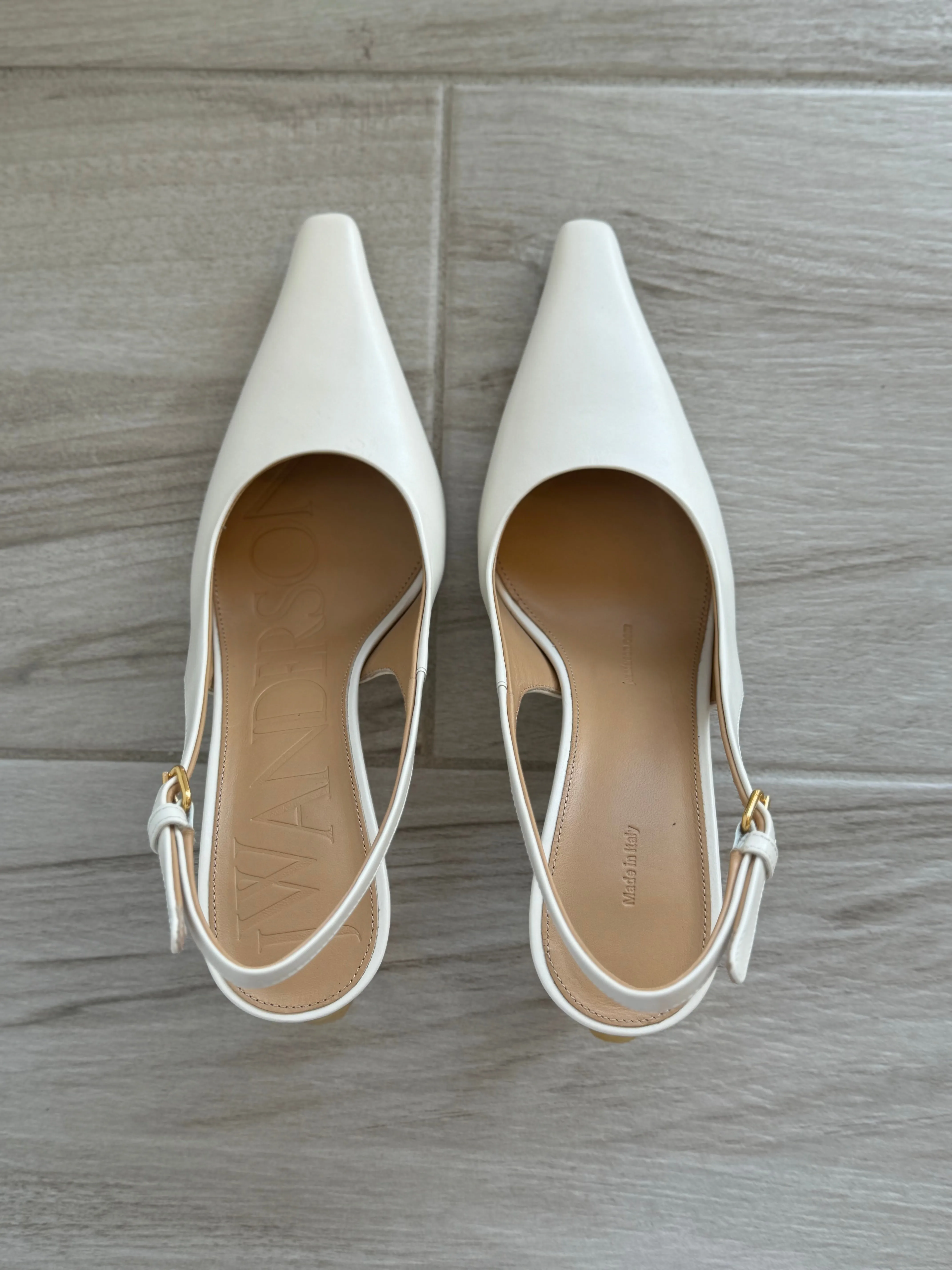 JW Anderson CHAIN HEEL LEATHER SLINGBACK SANDALS