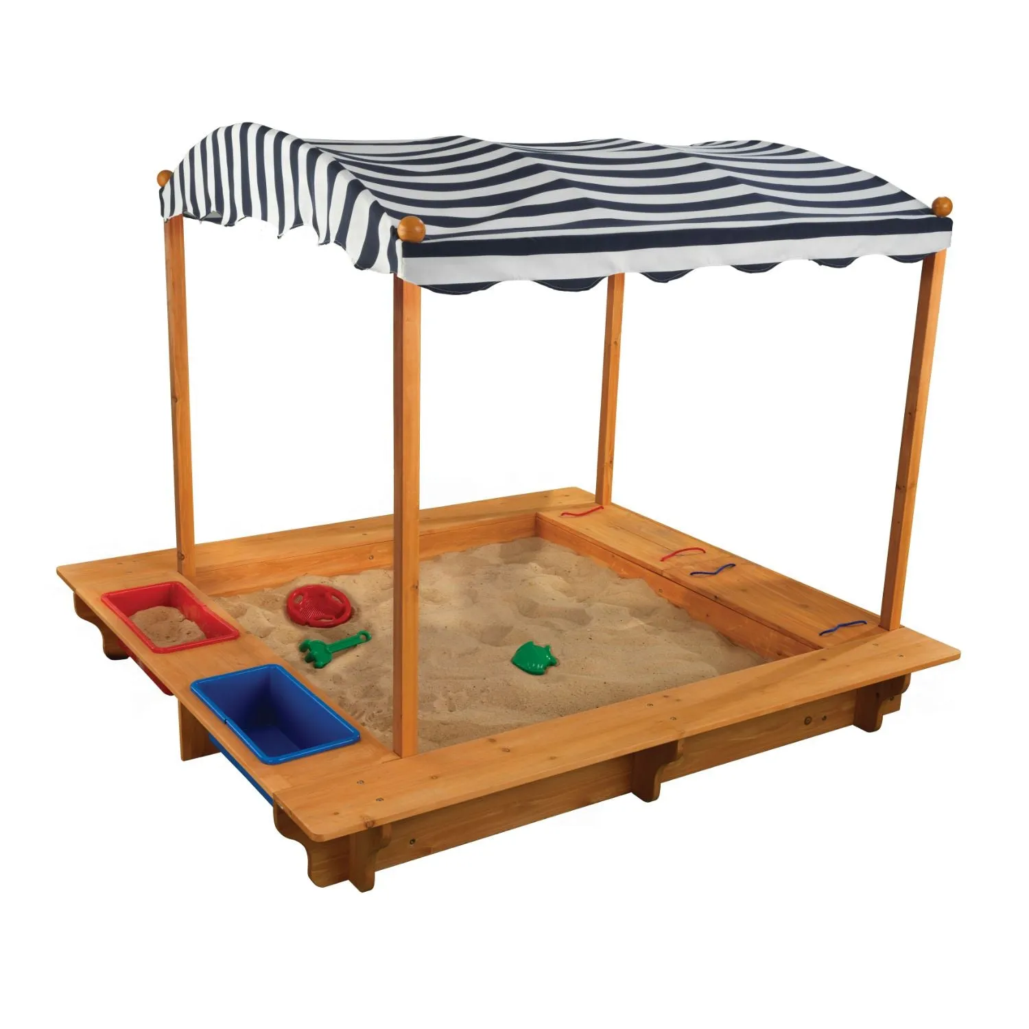 KidKraft Outdoor Sandbox with Canopy - Navy & White