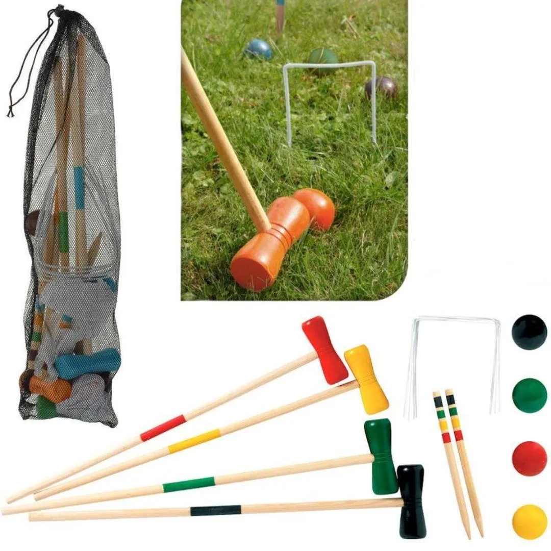 Kids 4 Player Wooden Croquet Set