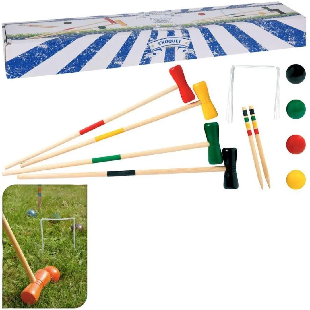 Kids 4 Player Wooden Croquet Set