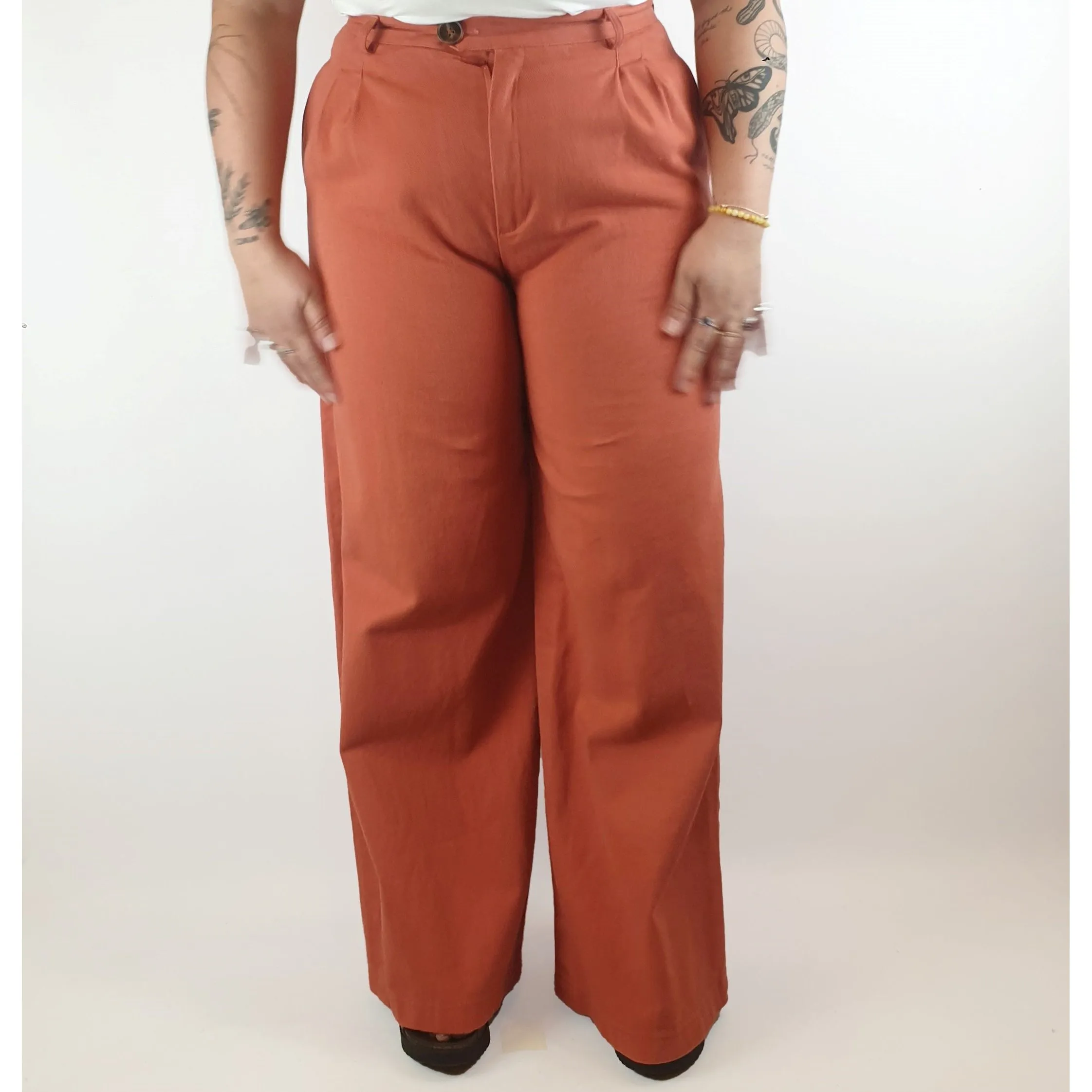 Kindling red denim wide leg pants / jeans size 16 (small fit, best fits 14)