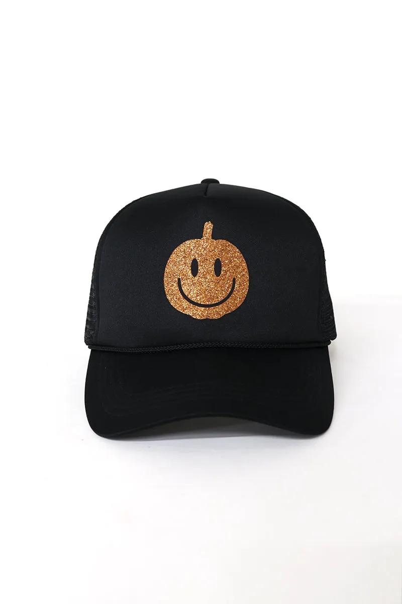 LCAPM2354 - Pumpkin Glitter Mesh Back Trucker Hat