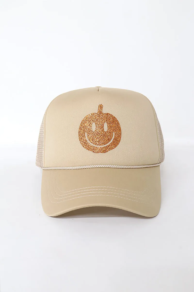 LCAPM2354 - Pumpkin Glitter Mesh Back Trucker Hat