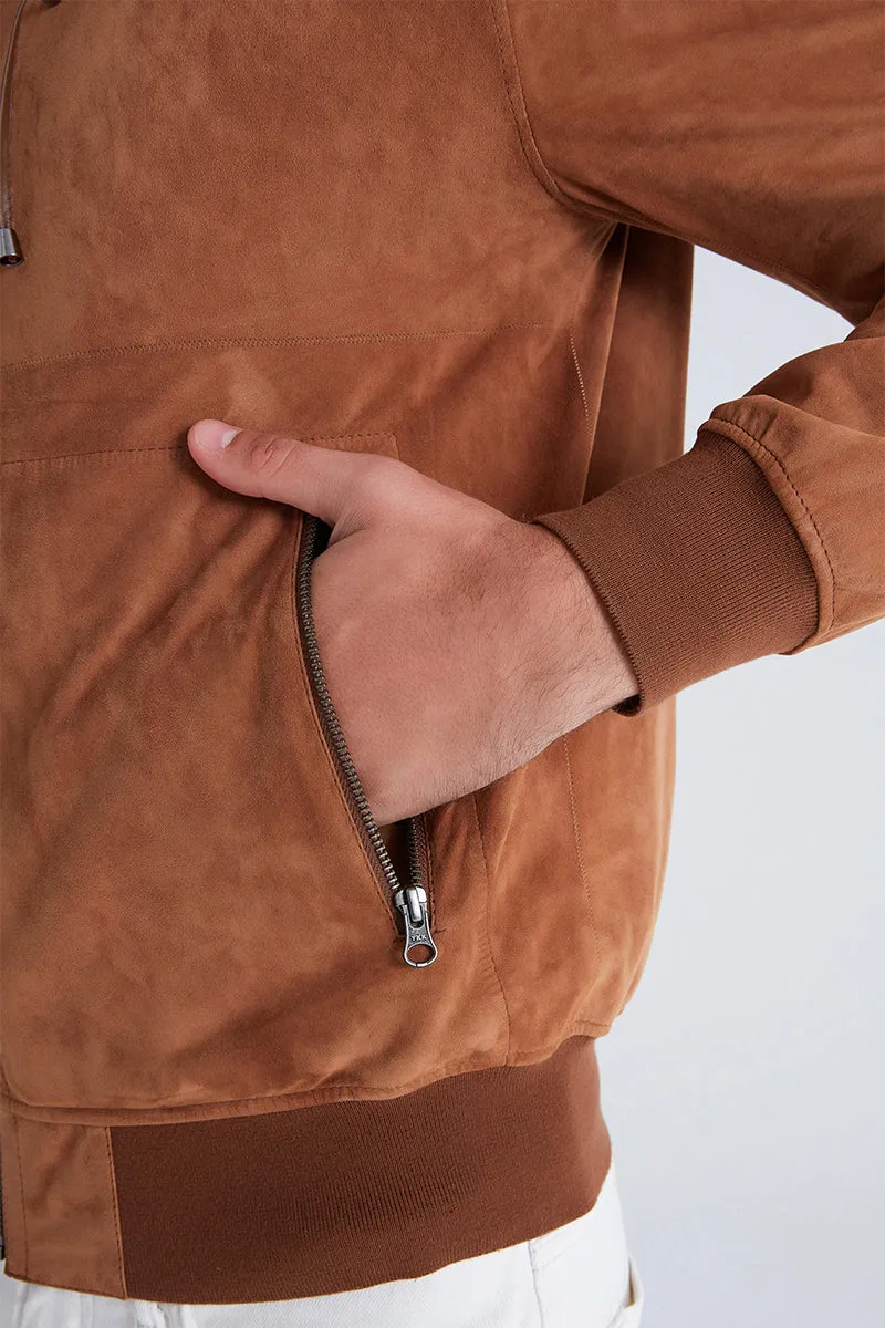 Leo Men's Reversible Suede Jacket with Hood - Snuff