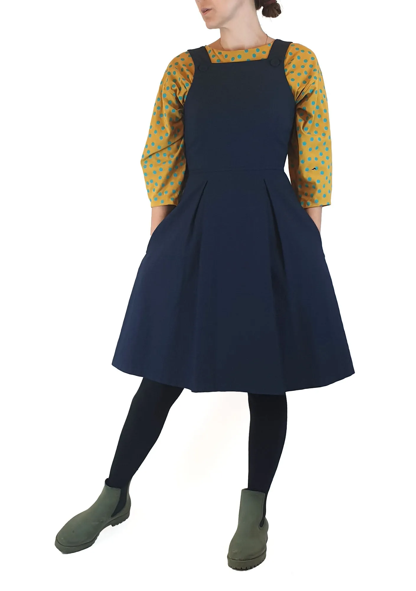 Leona Edminston navy pinafore style dress size 1