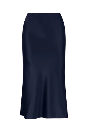 Lightness of Being Silk Bias Skirt - Navy