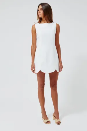 Lisa Marie Fernandez scallop white swiss dot pique mini dress with shorts