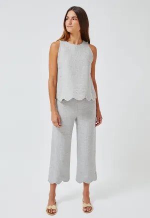 Lisa Marie Fernandez vintage blue summer tweed linen scallop pant