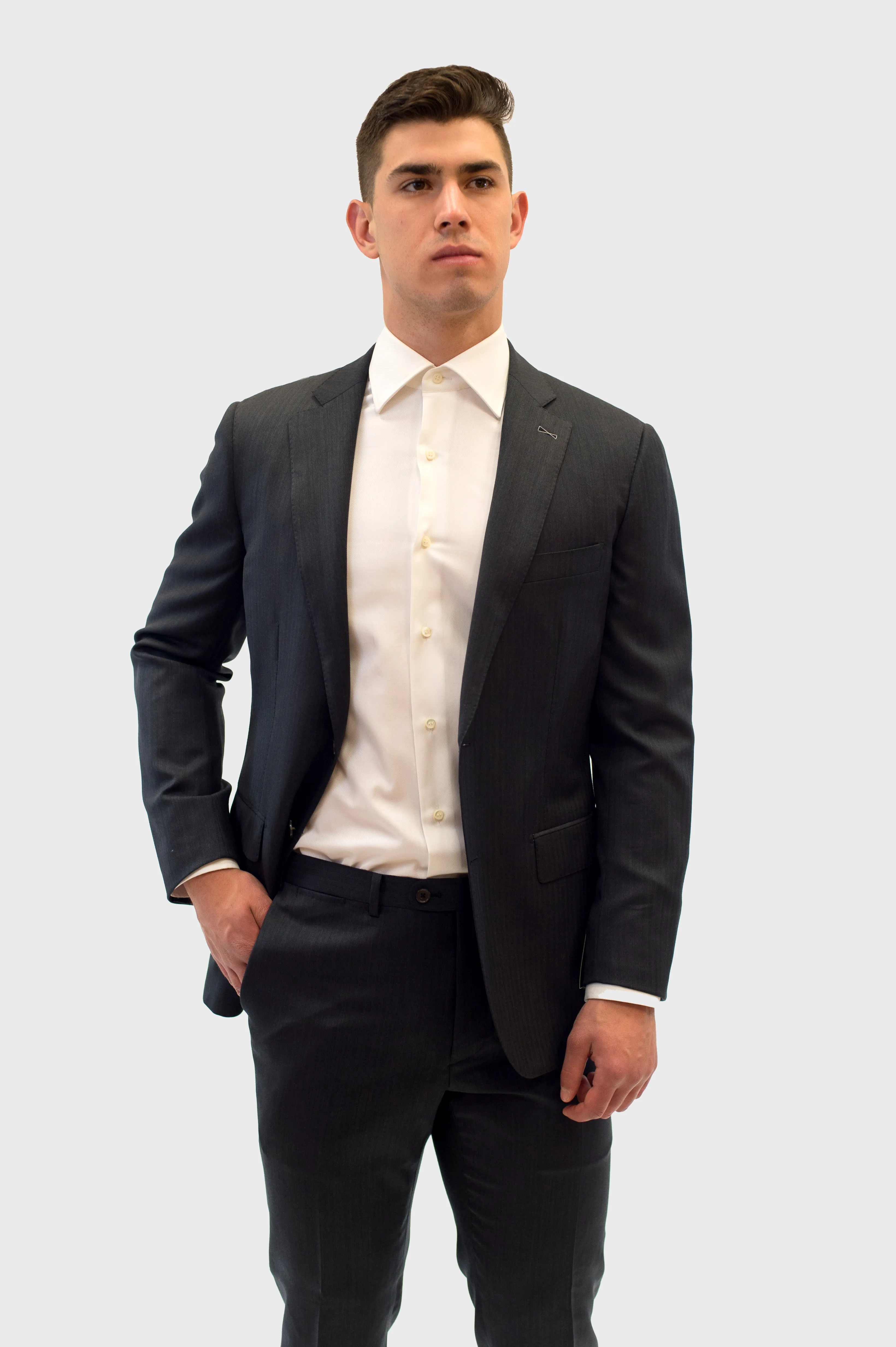 Loro Piana Grey Herringbone Suit