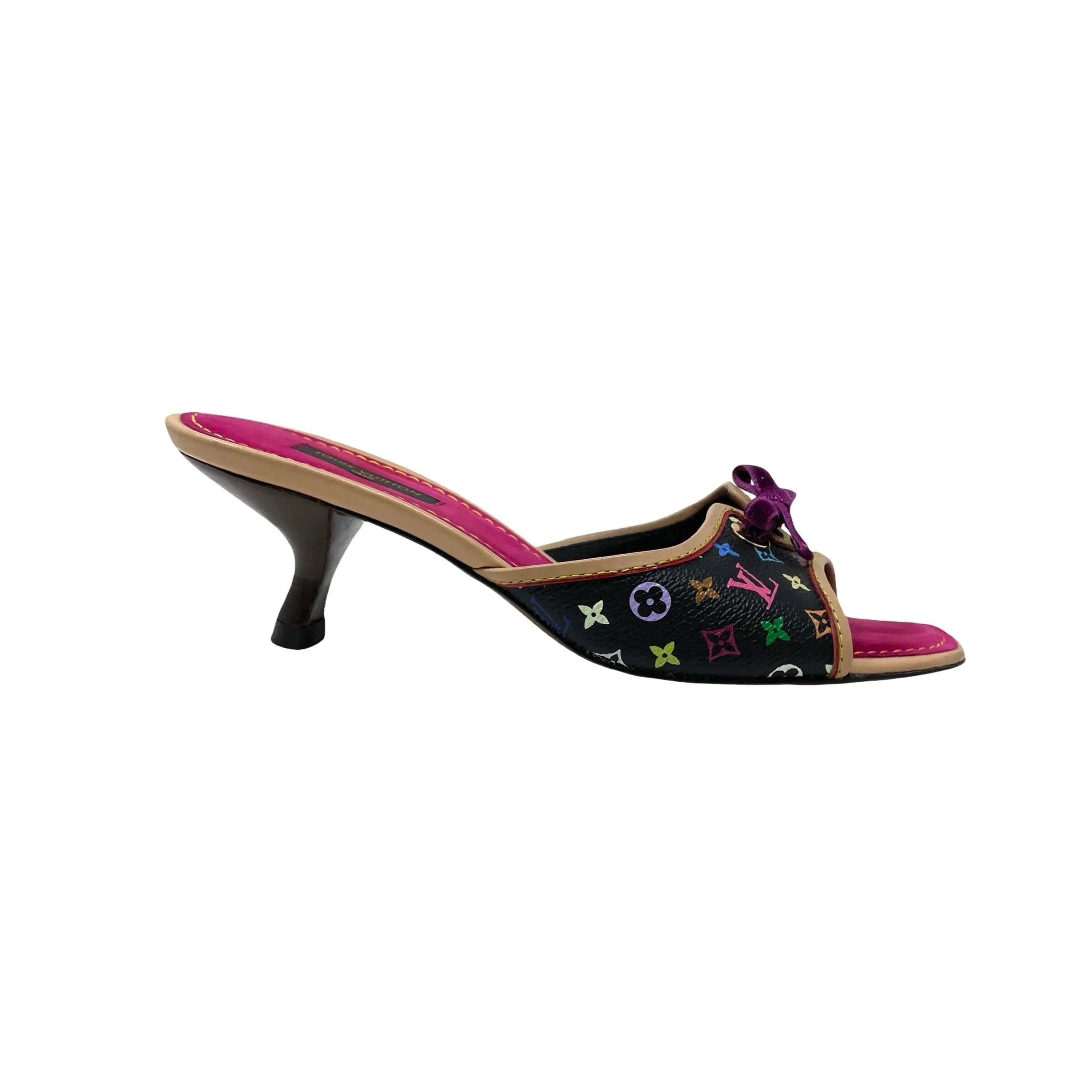 Louis Vuitton Black Multicolor Kitten Heels