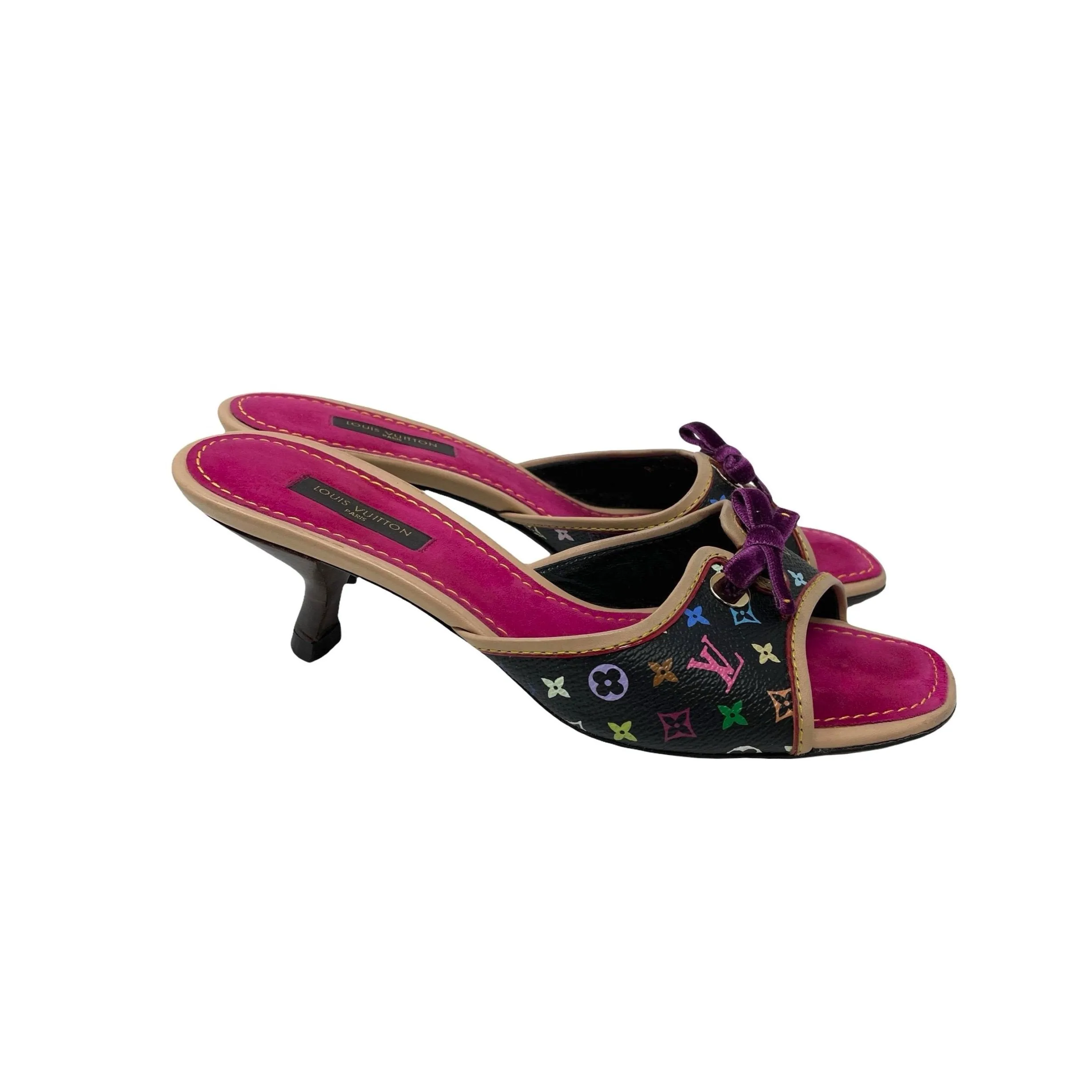 Louis Vuitton Black Multicolor Kitten Heels