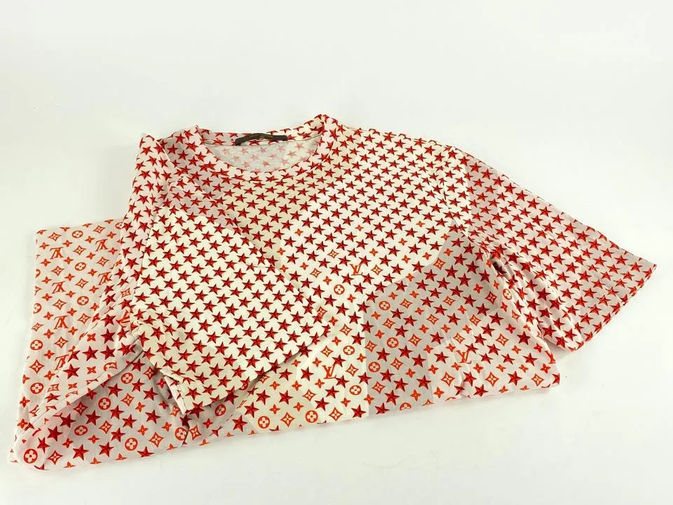 Louis Vuitton Rare Men's XL Orange Star LV Logo Monogram T-Shirt 5lvs78