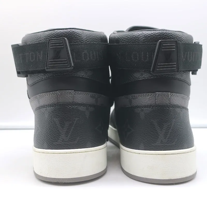 Louis Vuitton Rivoli High Top Sneakers Black & Gray Monogram Canvas Size 8.5