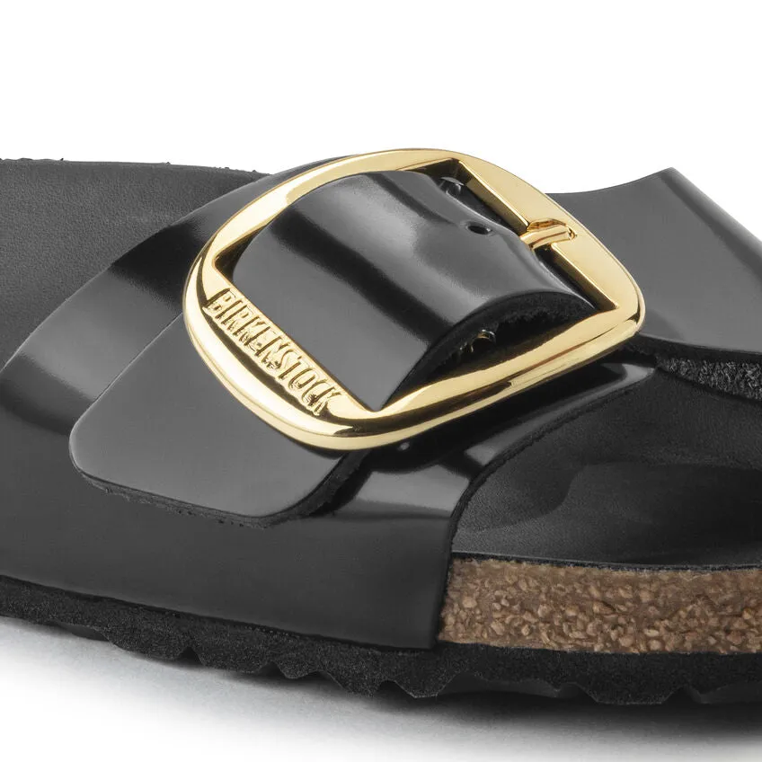 Madrid Big Buckle - High Shine Black Leather||Madrid grosses boucles - Cuir noir très brillant