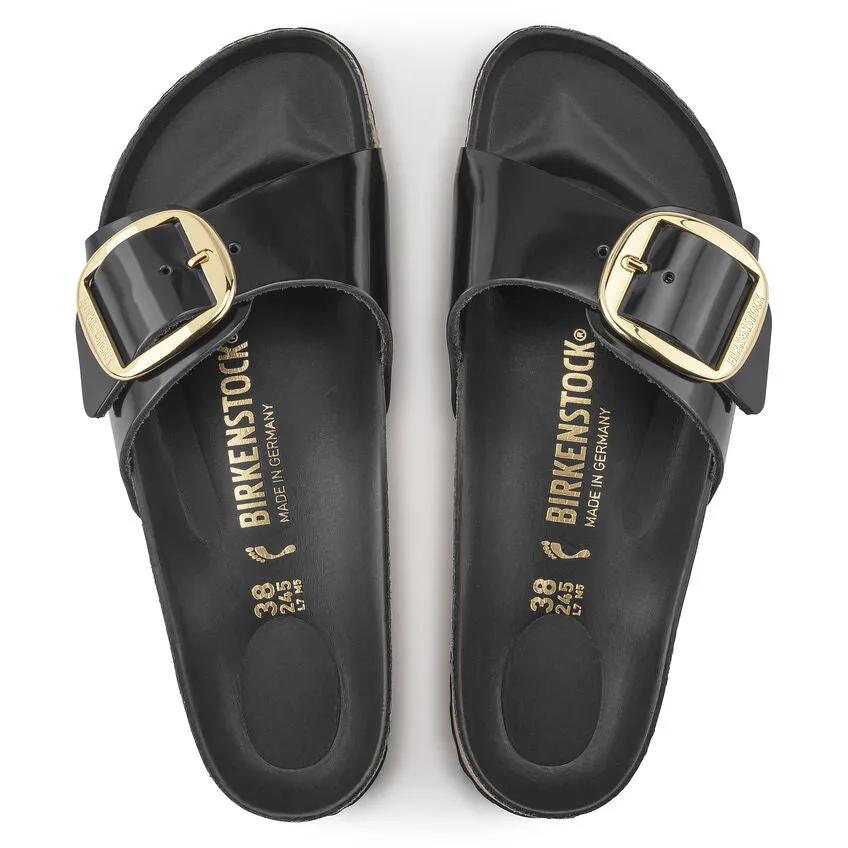 Madrid Big Buckle - High Shine Black Leather||Madrid grosses boucles - Cuir noir très brillant