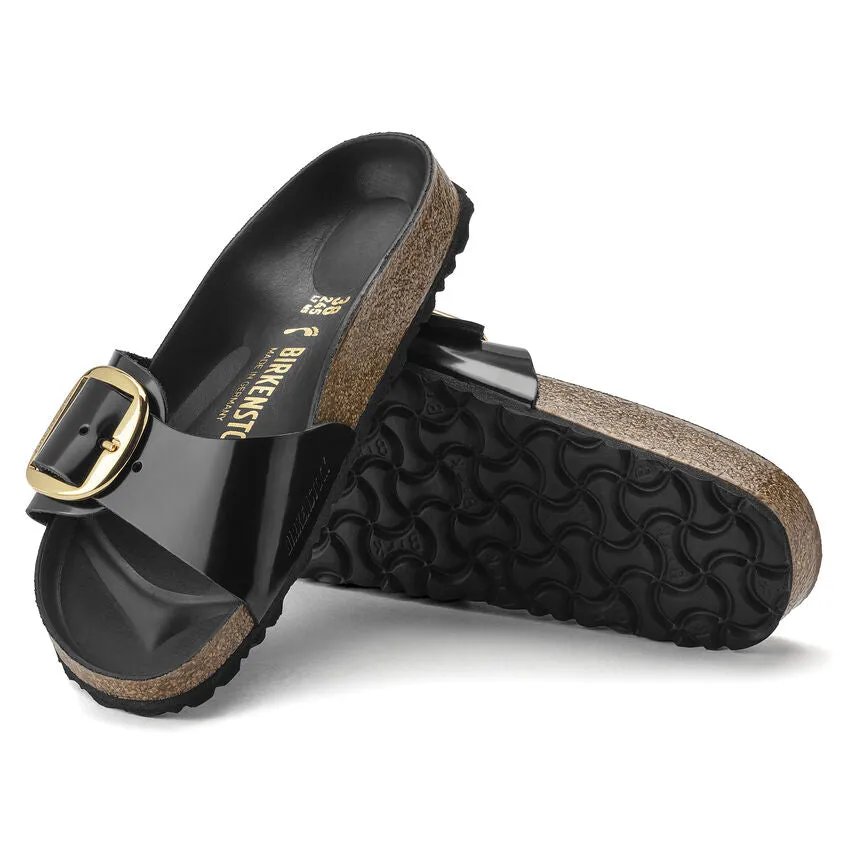 Madrid Big Buckle - High Shine Black Leather||Madrid grosses boucles - Cuir noir très brillant