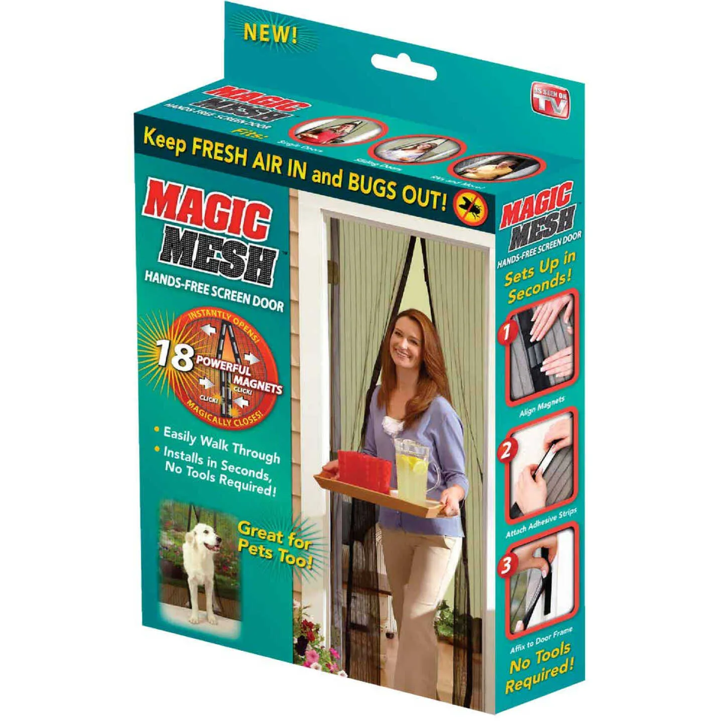 Magic Mesh 39 In. W x 83 In. H Magnetic Single Door Retractable Door Screen