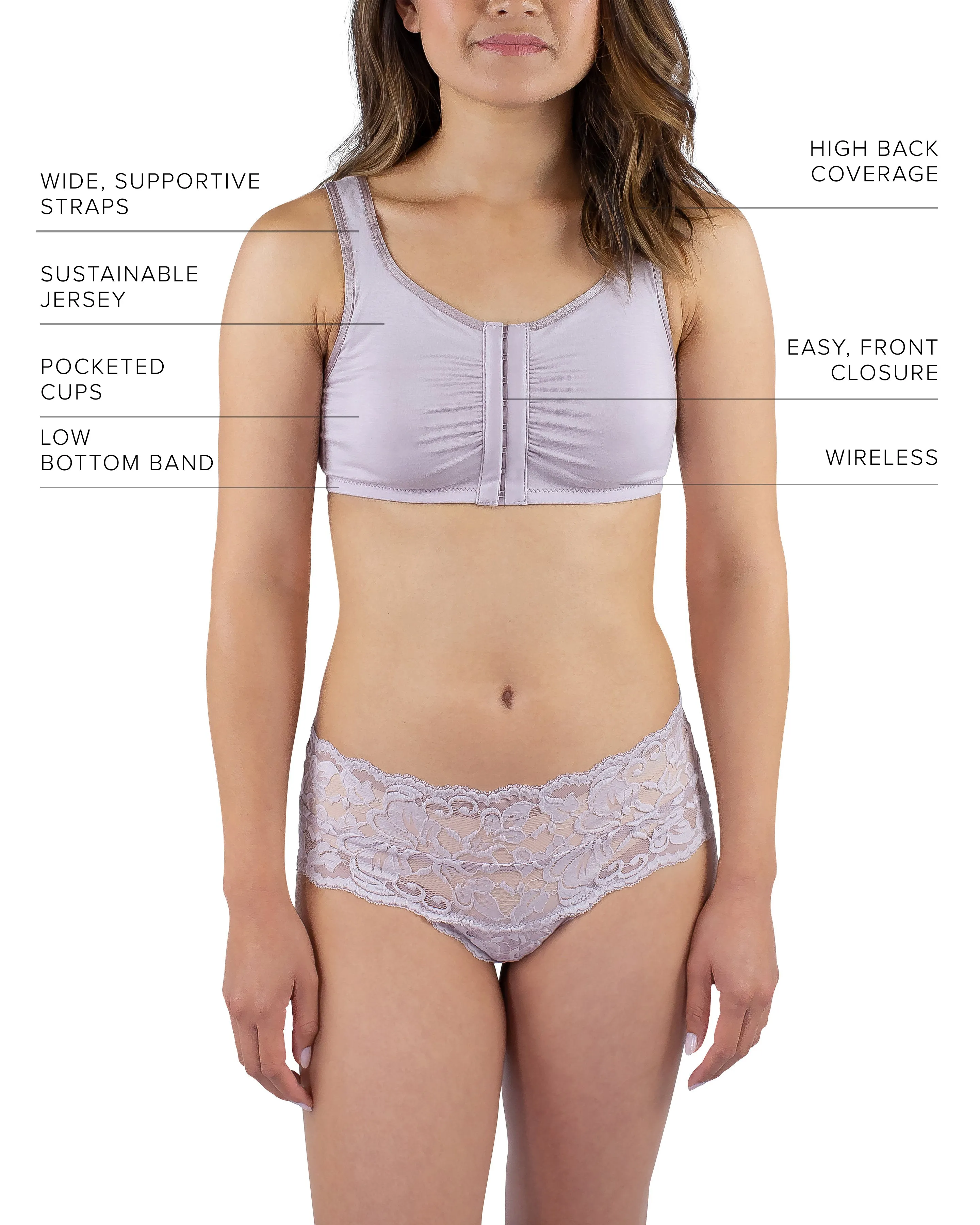 Maia Front Close Bra, Mauve