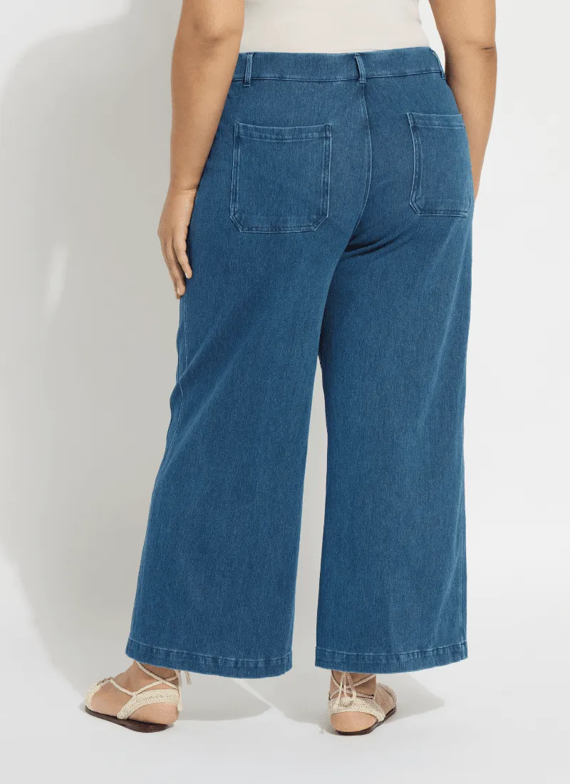 Mallory Sailor Hi Waist Wide Leg Denim (Plus Size, 28" Inseam)