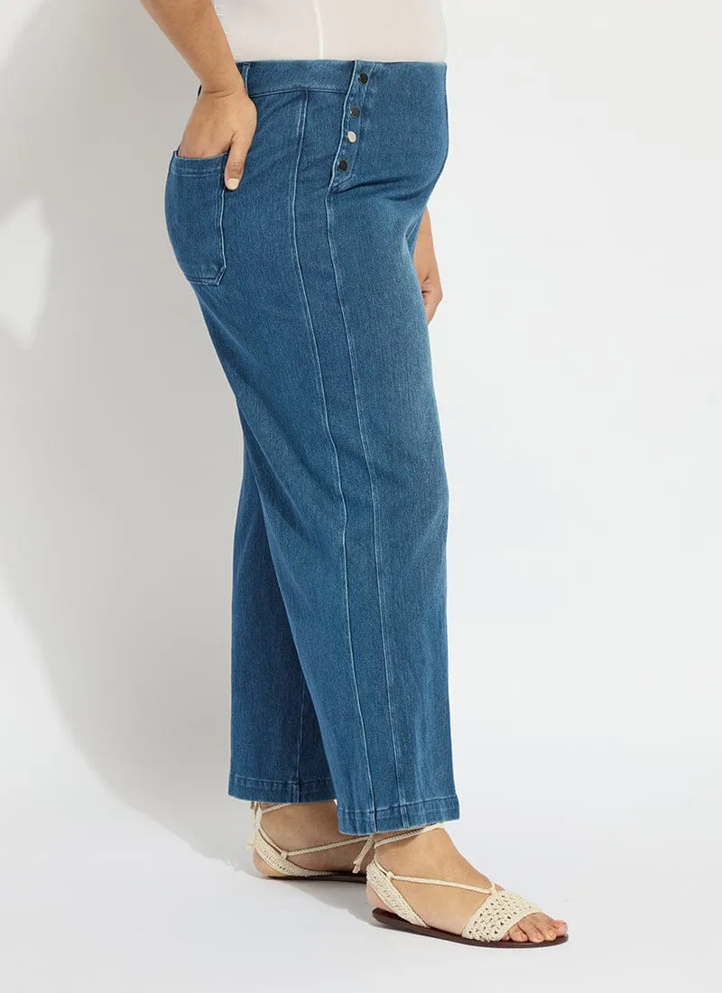 Mallory Sailor Hi Waist Wide Leg Denim (Plus Size, 28" Inseam)