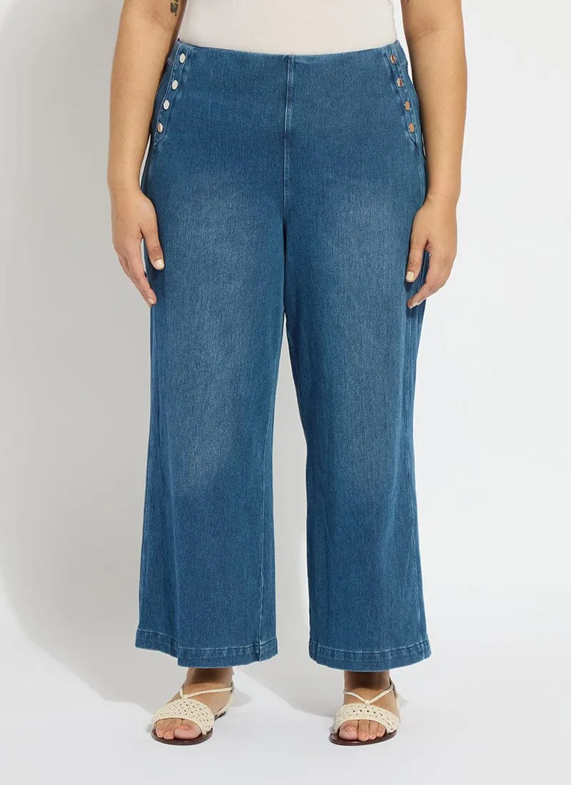 Mallory Sailor Hi Waist Wide Leg Denim (Plus Size, 28" Inseam)