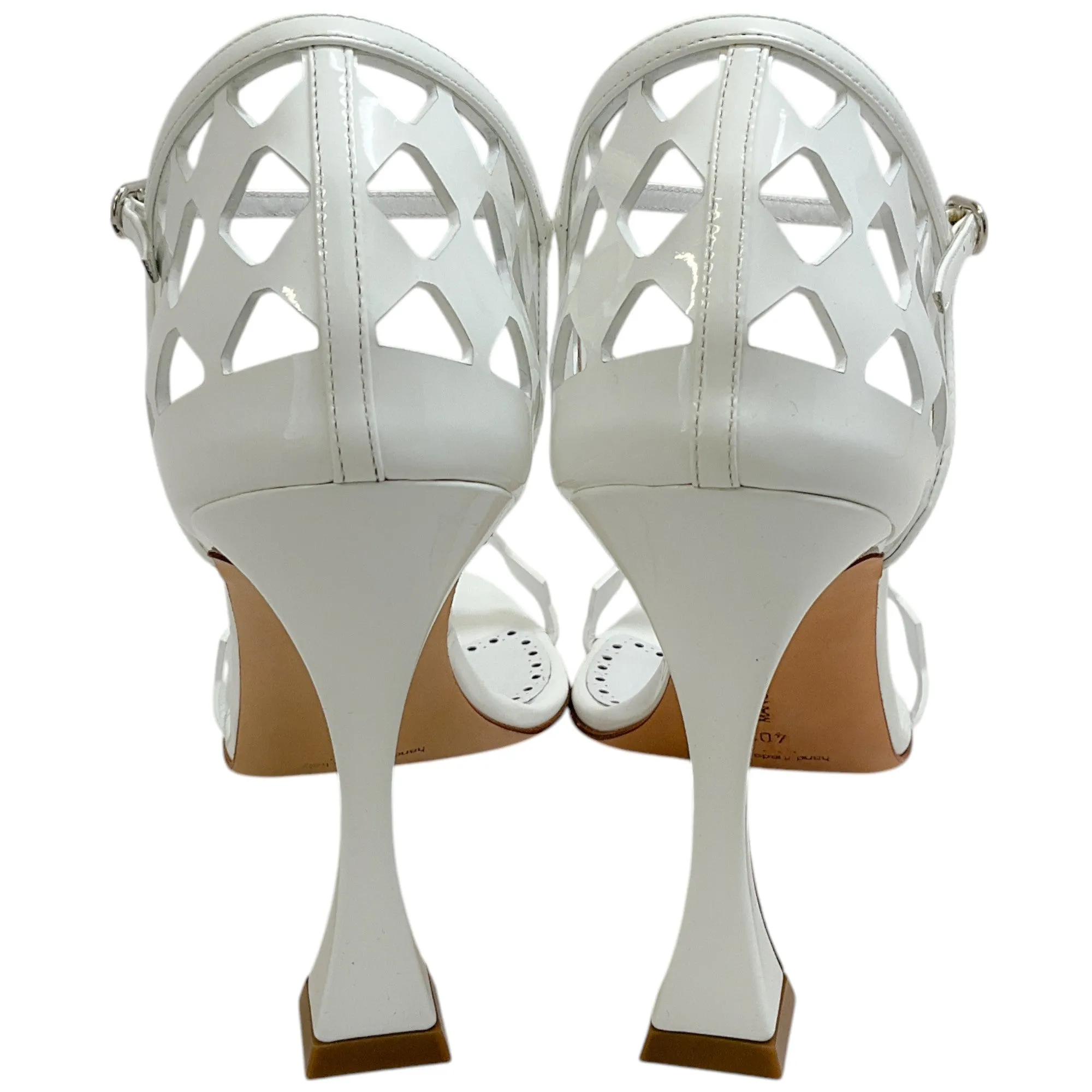 Manolo Blahnik White Patent Leather Kalun 105 Sandals