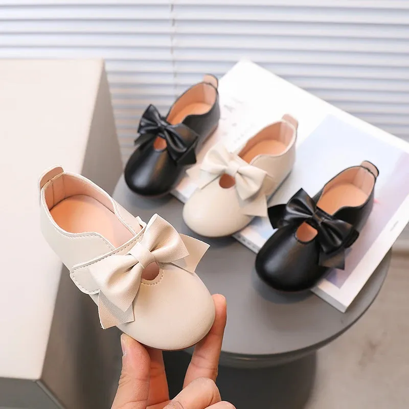 Mary Janes Big Bowknot Soft Pu Leather Comfy Princess Shoes