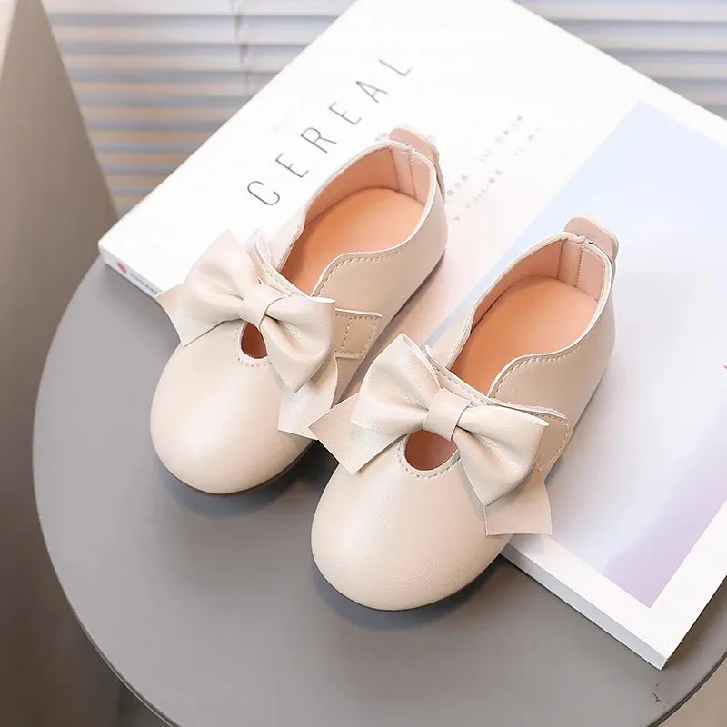 Mary Janes Big Bowknot Soft Pu Leather Comfy Princess Shoes