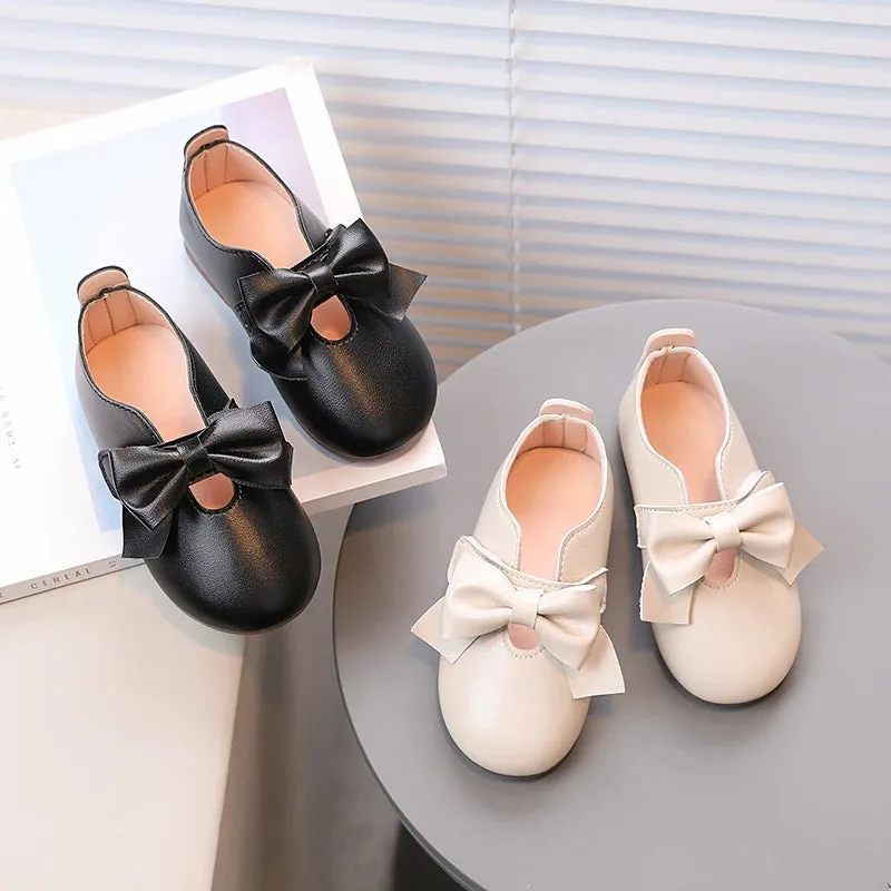 Mary Janes Big Bowknot Soft Pu Leather Comfy Princess Shoes