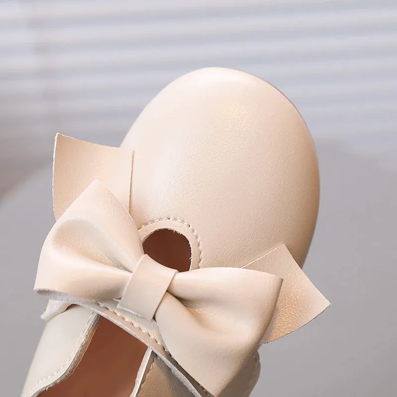 Mary Janes Big Bowknot Soft Pu Leather Comfy Princess Shoes