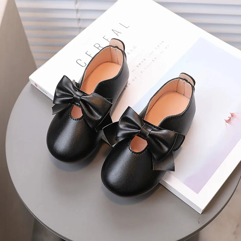 Mary Janes Big Bowknot Soft Pu Leather Comfy Princess Shoes