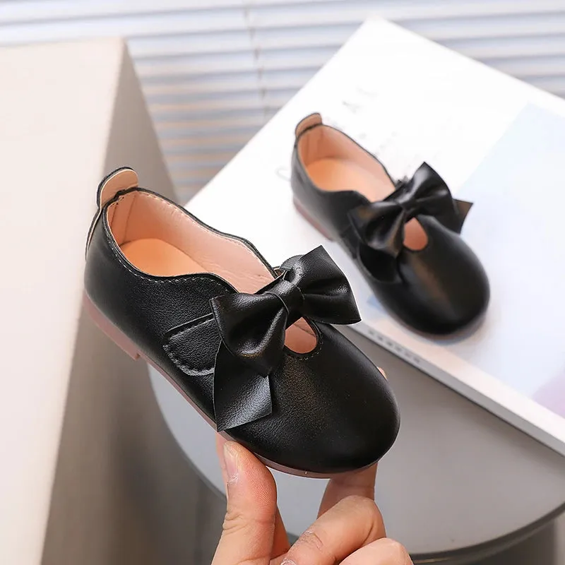 Mary Janes Big Bowknot Soft Pu Leather Comfy Princess Shoes