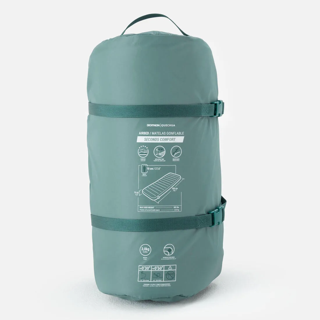 Matelas gonflable de camping - air seconds comfort 70 cm - 1 personne