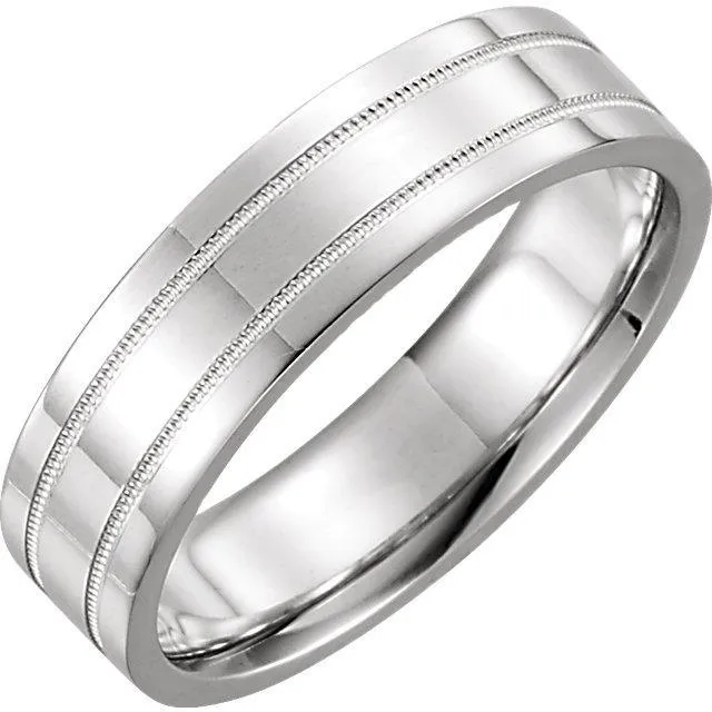 Matthew Flat Comfort Fit Milgrain Band