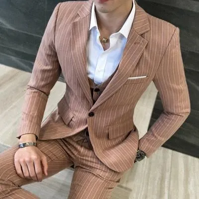 Men's 3 Piece Fashion Vertical Stripe Set