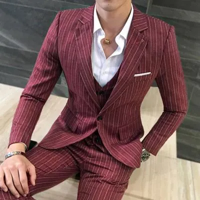 Men's 3 Piece Fashion Vertical Stripe Set