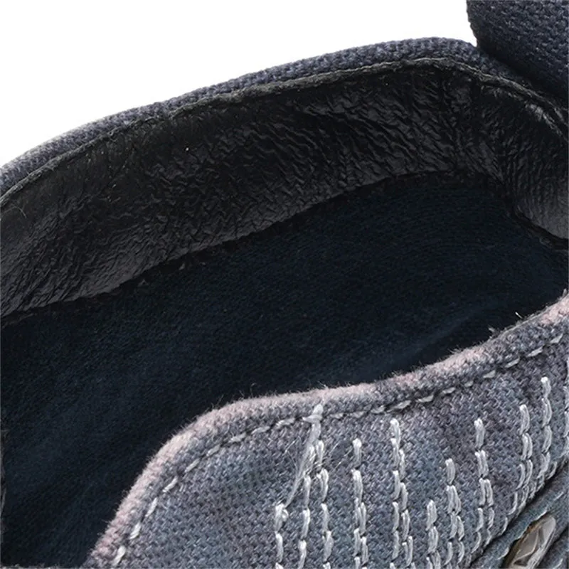 Men's Five-Pointed Star Studded Denim Canvas Martin Boots
