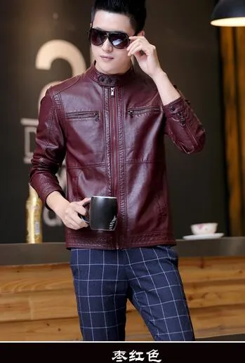 Men's leather Jacket design stand collar Coat Men casual motorcycle leather coat Mens Sheepskin jackets Windbreaker Coats