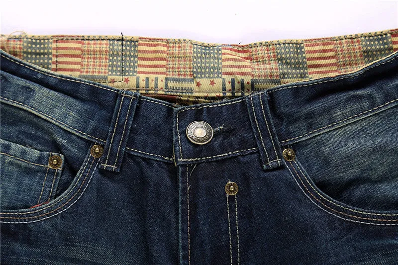Men's Ripped Jeans Streetwear Frayed Mid Waist Straight Pants