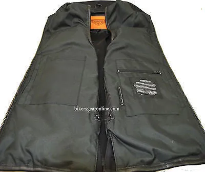 MEN'S SON OF ANARCHY MOTORCYCLE CANVAS VEST WITH LEATHER TRIM TWO GUN POCKETS