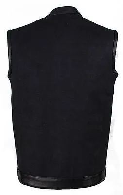 MEN'S SON OF ANARCHY MOTORCYCLE CANVAS VEST WITH LEATHER TRIM TWO GUN POCKETS